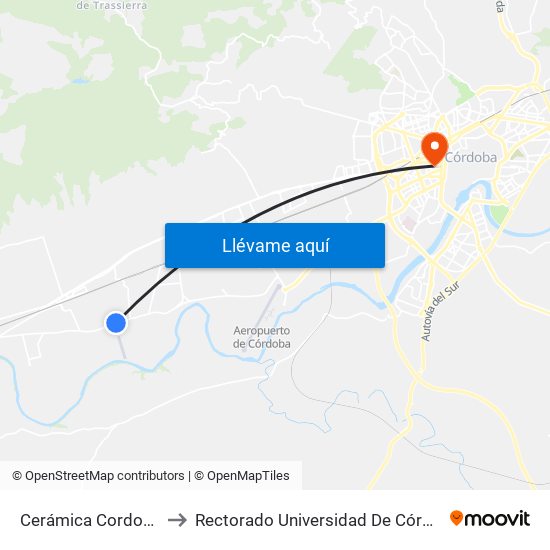 Cerámica Cordobán to Rectorado Universidad De Córdoba map