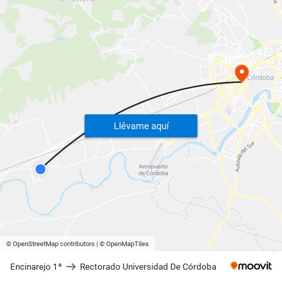 Encinarejo 1ª to Rectorado Universidad De Córdoba map
