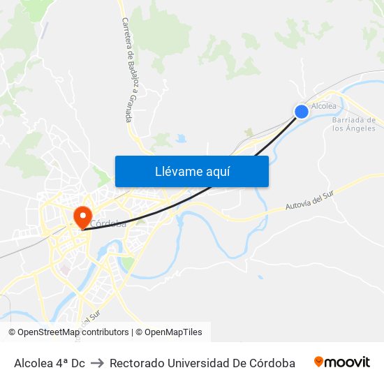 Alcolea 4ª Dc to Rectorado Universidad De Córdoba map