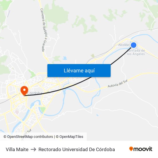 Villa Maite to Rectorado Universidad De Córdoba map