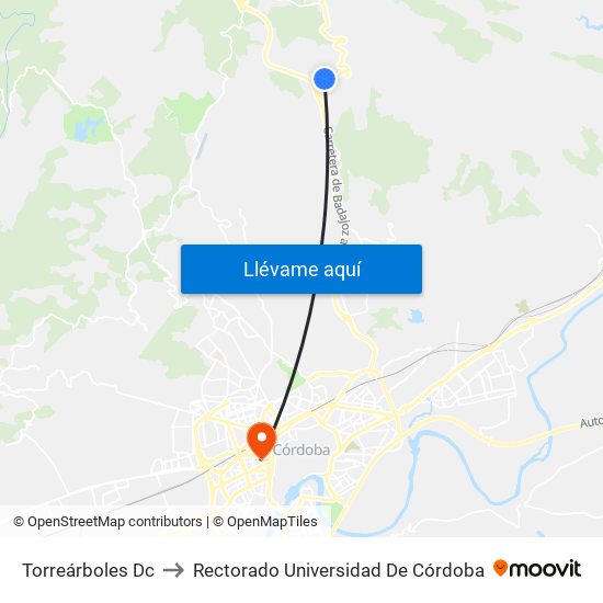 Torreárboles Dc to Rectorado Universidad De Córdoba map