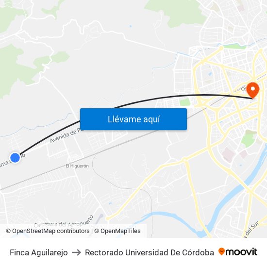 Finca Aguilarejo to Rectorado Universidad De Córdoba map