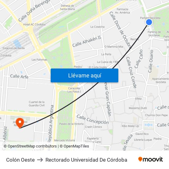 Colón Oeste to Rectorado Universidad De Córdoba map