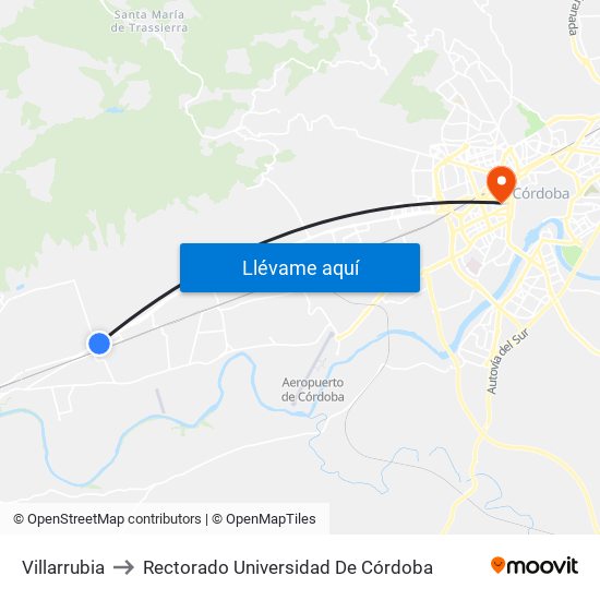 Villarrubia to Rectorado Universidad De Córdoba map