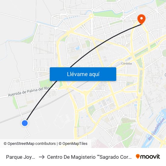 Parque Joyero to Centro De Magisterio ""Sagrado Corazón"" map