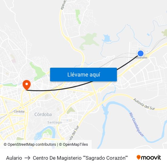 Aulario to Centro De Magisterio ""Sagrado Corazón"" map