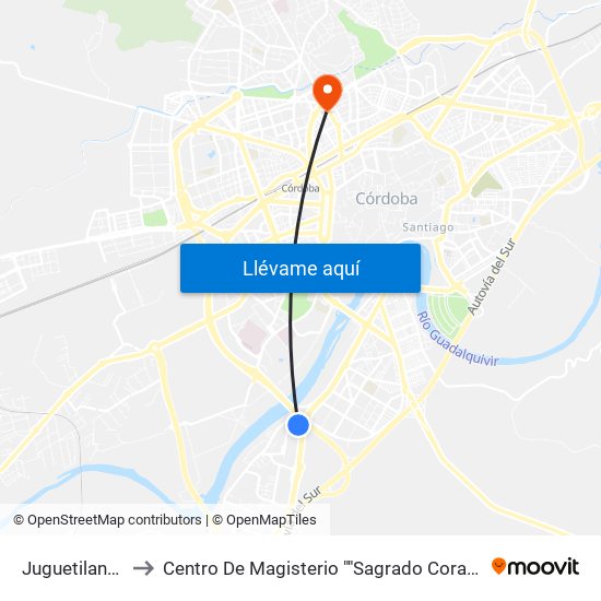 Juguetilandia to Centro De Magisterio ""Sagrado Corazón"" map