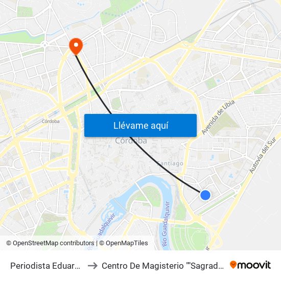 Periodista Eduardo Baro to Centro De Magisterio ""Sagrado Corazón"" map