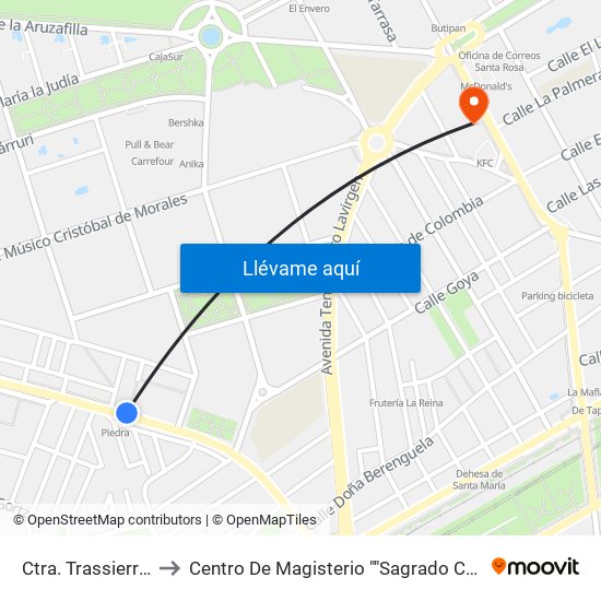 Ctra. Trassierra 1ª to Centro De Magisterio ""Sagrado Corazón"" map