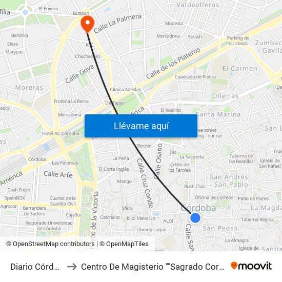 Diario Córdoba to Centro De Magisterio ""Sagrado Corazón"" map