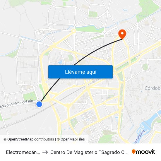 Electromecánicas to Centro De Magisterio ""Sagrado Corazón"" map