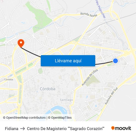 Fidiana to Centro De Magisterio ""Sagrado Corazón"" map