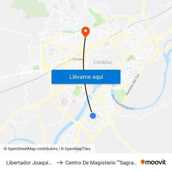 Libertador Joaquín Da Silva to Centro De Magisterio ""Sagrado Corazón"" map