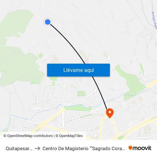 Quitapesares to Centro De Magisterio ""Sagrado Corazón"" map