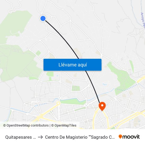 Quitapesares D.C. to Centro De Magisterio ""Sagrado Corazón"" map