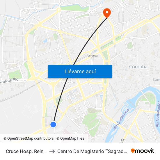 Cruce Hosp. Reina Sofía to Centro De Magisterio ""Sagrado Corazón"" map