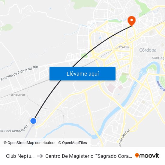 Club Neptuno to Centro De Magisterio ""Sagrado Corazón"" map