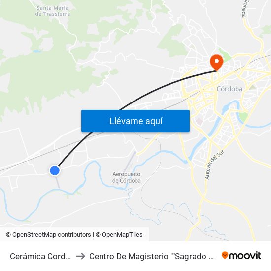 Cerámica Cordobán to Centro De Magisterio ""Sagrado Corazón"" map
