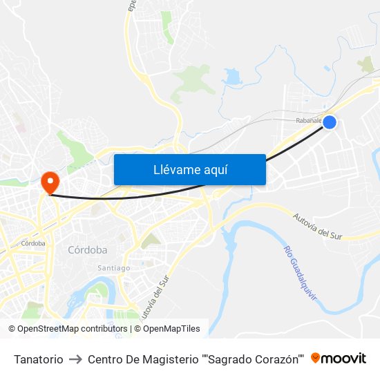 Tanatorio to Centro De Magisterio ""Sagrado Corazón"" map