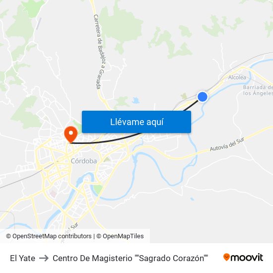 El Yate to Centro De Magisterio ""Sagrado Corazón"" map