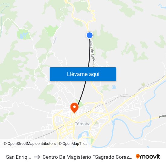 San Enrique to Centro De Magisterio ""Sagrado Corazón"" map