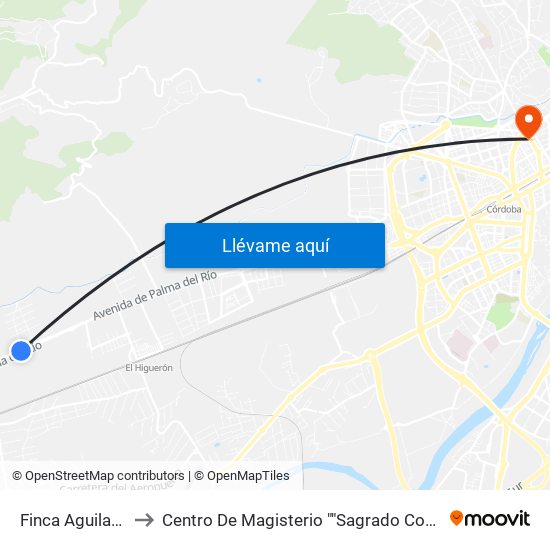 Finca Aguilarejo to Centro De Magisterio ""Sagrado Corazón"" map