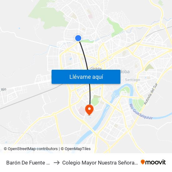 Barón De Fuente Quintos 2ª to Colegio Mayor Nuestra Señora De La Asunción map