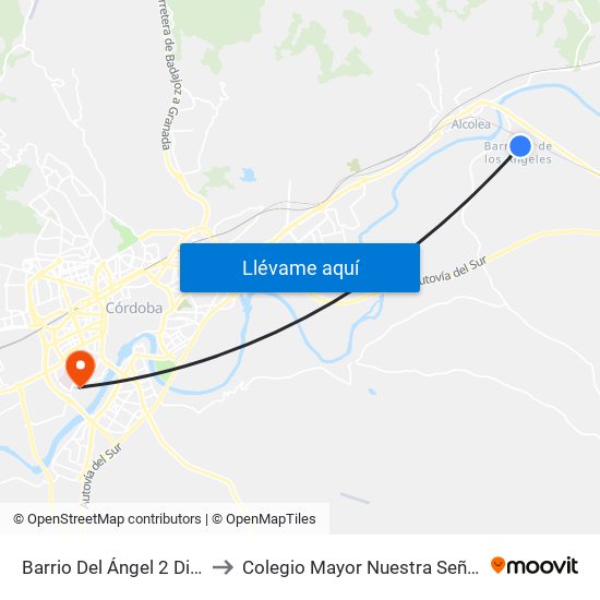 Barrio Del Ángel 2 Dirección Prisión to Colegio Mayor Nuestra Señora De La Asunción map