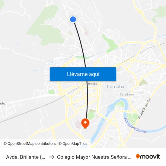 Avda. Brillante (Mayoral) to Colegio Mayor Nuestra Señora De La Asunción map