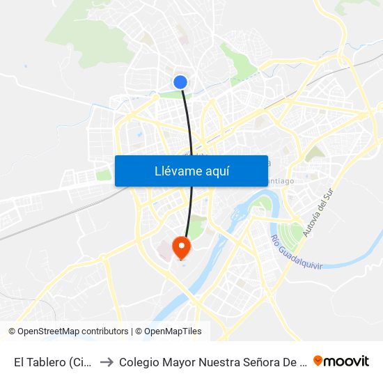 El Tablero (Circuito) to Colegio Mayor Nuestra Señora De La Asunción map