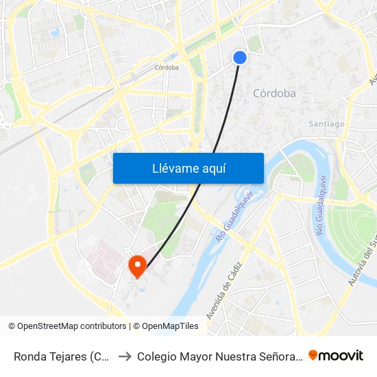 Ronda Tejares (Cruz Conde) to Colegio Mayor Nuestra Señora De La Asunción map