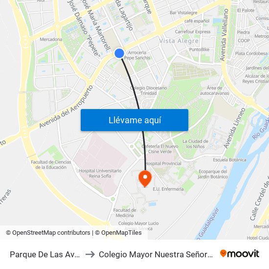 Parque De Las Avenidas D.C. to Colegio Mayor Nuestra Señora De La Asunción map