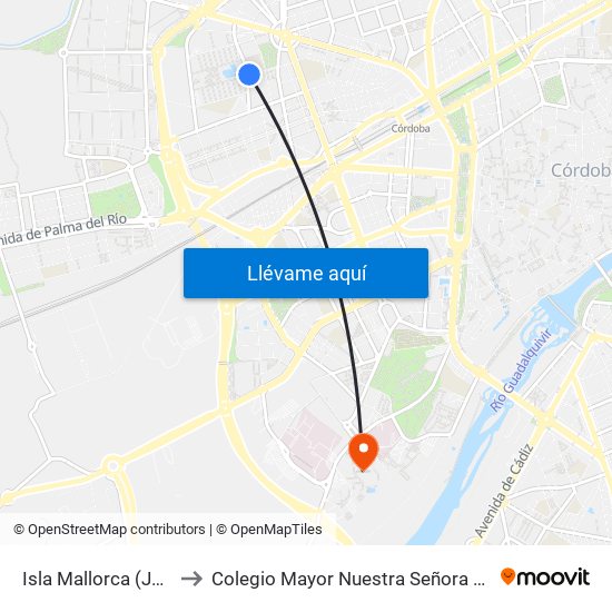 Isla Mallorca (Juzgados) to Colegio Mayor Nuestra Señora De La Asunción map