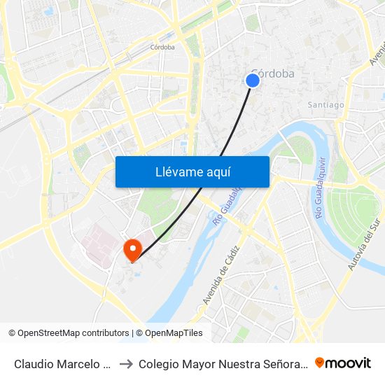 Claudio Marcelo (Tendillas) to Colegio Mayor Nuestra Señora De La Asunción map