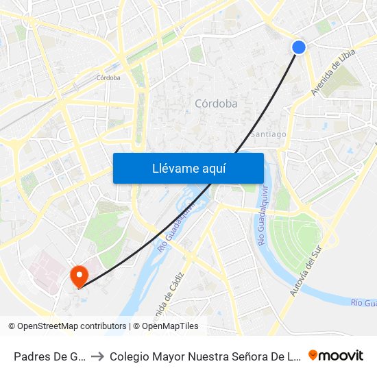 Padres De Gracia to Colegio Mayor Nuestra Señora De La Asunción map