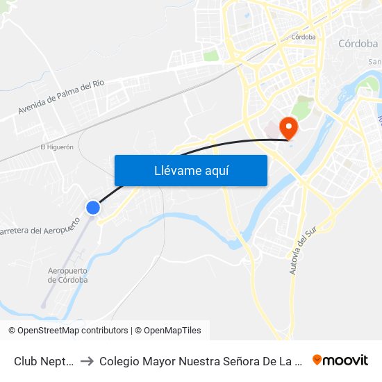 Club Neptuno to Colegio Mayor Nuestra Señora De La Asunción map