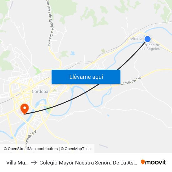 Villa Maite to Colegio Mayor Nuestra Señora De La Asunción map