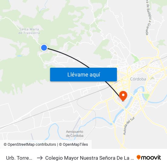 Urb. Torrehoria to Colegio Mayor Nuestra Señora De La Asunción map