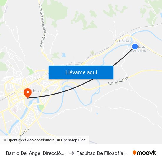 Barrio Del Ángel Dirección Prisión to Facultad De Filosofía Y Letras map
