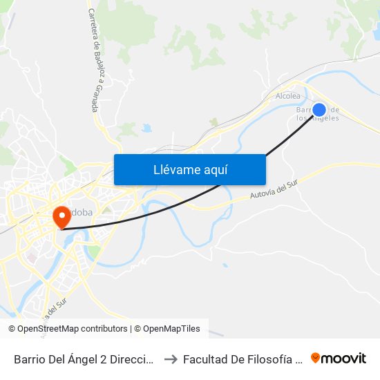 Barrio Del Ángel 2 Dirección Prisión to Facultad De Filosofía Y Letras map