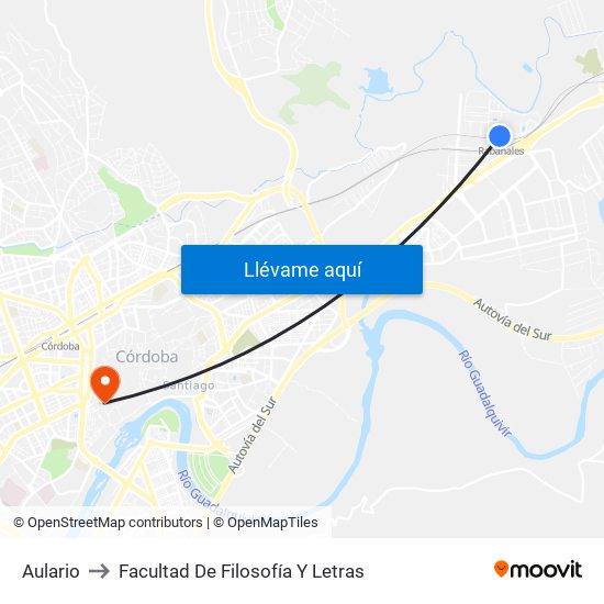 Aulario to Facultad De Filosofía Y Letras map