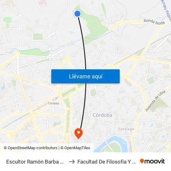 Escultor Ramón Barba 1ª D.C. to Facultad De Filosofía Y Letras map