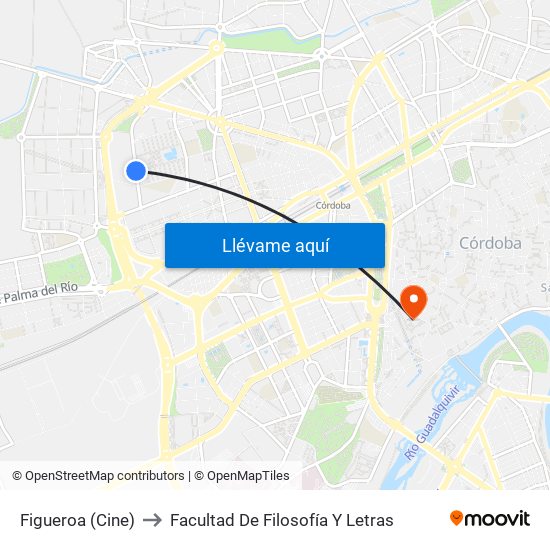 Figueroa (Cine) to Facultad De Filosofía Y Letras map