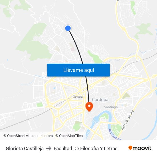 Glorieta Castilleja to Facultad De Filosofía Y Letras map