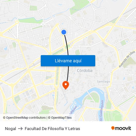 Nogal to Facultad De Filosofía Y Letras map