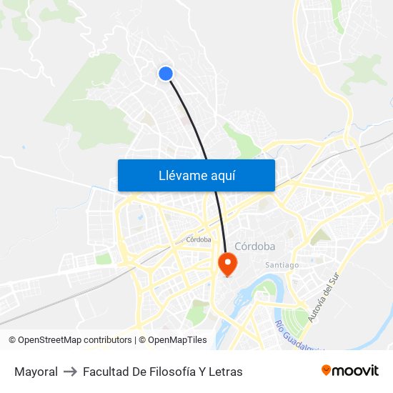 Mayoral to Facultad De Filosofía Y Letras map