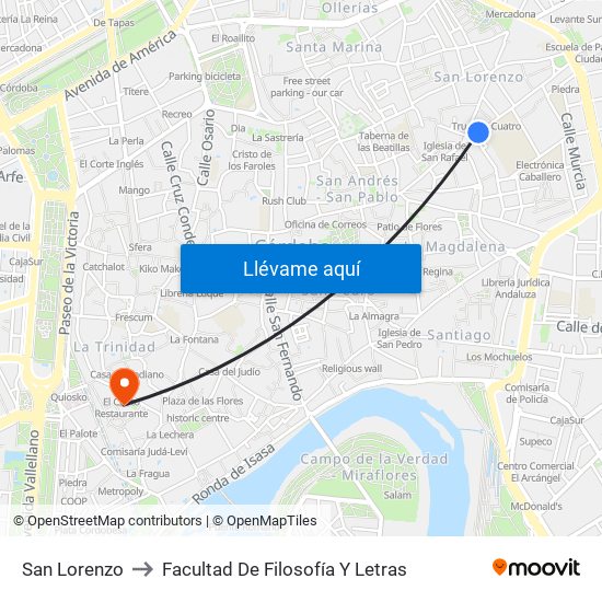 San Lorenzo to Facultad De Filosofía Y Letras map