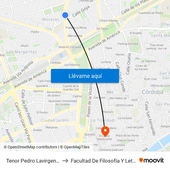 Tenor Pedro Lavirgen 1ª to Facultad De Filosofía Y Letras map