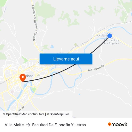 Villa Maite to Facultad De Filosofía Y Letras map