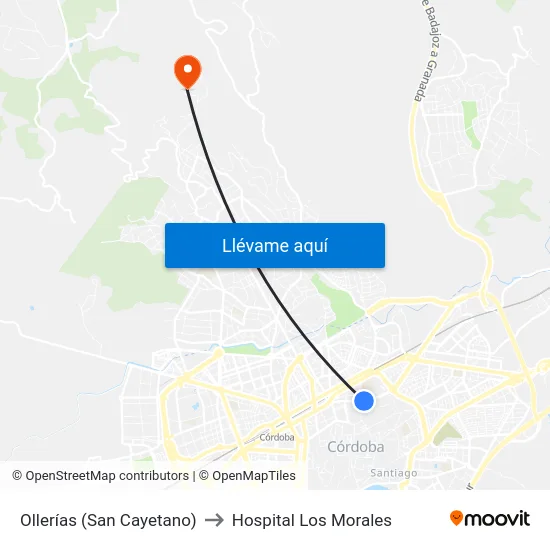 Ollerías (San Cayetano) to Hospital Los Morales map